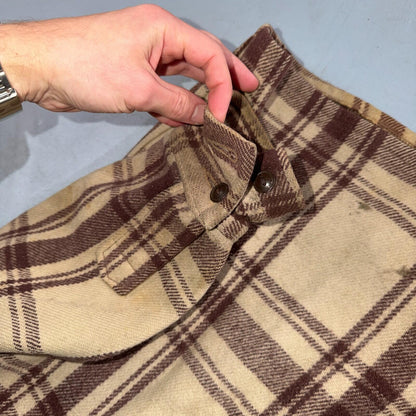 VTG 40s 50s Woolrich Jacket Size 38 Brown Ivory Mackinaw Hunter Plaid Wool RARE