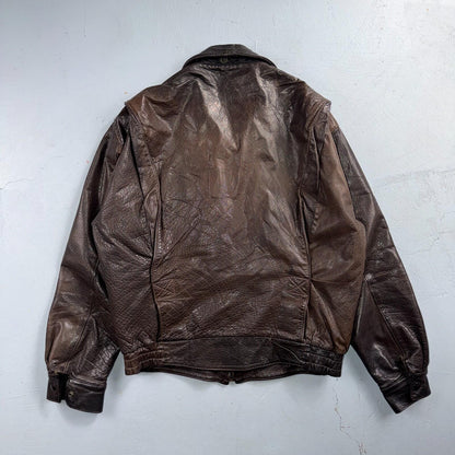 Vintage 1960s 70s Air Force 40 A-2 Flight Jacket Leather Us Military Brown