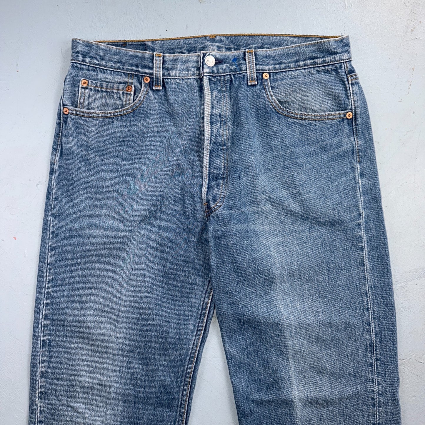 Levis 501 Vintage 90s USA XX Straight Leg Jeans Blue Light Wash 36x32 Act 34x31