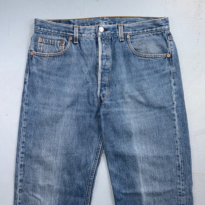 Levis 501 Vintage 90s USA XX Straight Leg Jeans Blue Light Wash 36x32 Act 34x31
