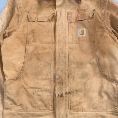 Carhartt Jacket Men's Fits XL Brown Duck Canvas Quilt Blanket Lined VTG Chore