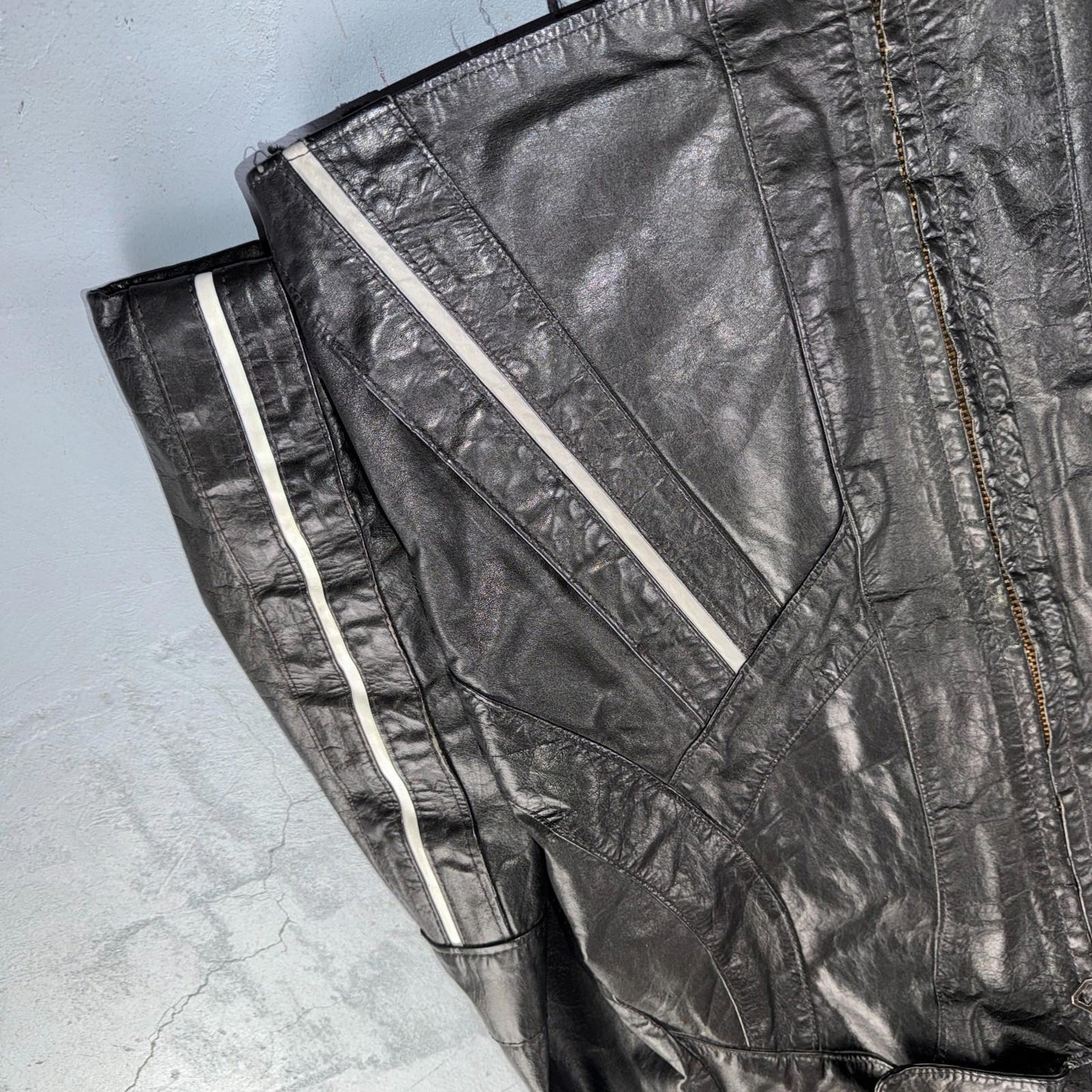 Genuine Leather Jacket Black Mens Size M 100% 1980s 80s Ideal Zipper BucO Racer