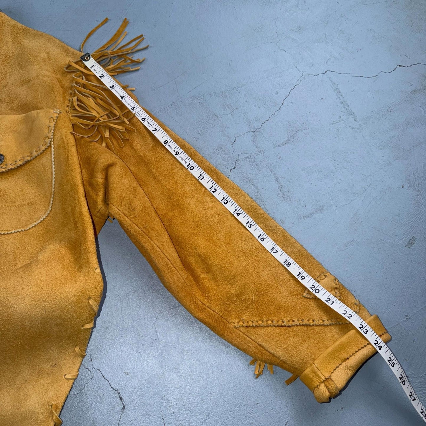 VTG Buckskin Montana Jacket Leather Fringe Western Leather Cowboy Suede 70s