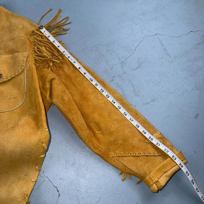 VTG Buckskin Montana Jacket Leather Fringe Western Leather Cowboy Suede 70s