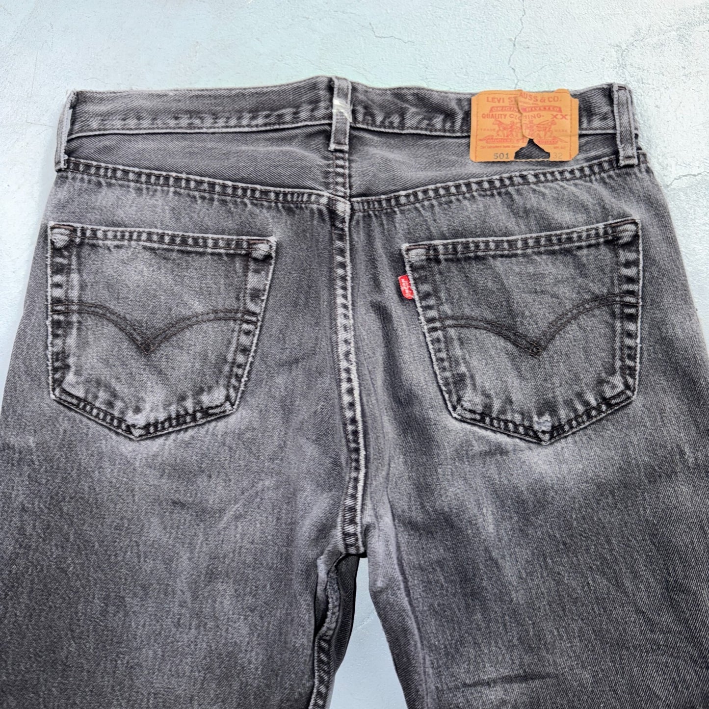 Levis 501 Vintage 90s USA XX Straight Leg Jeans Black Light Wash 34x32 Act 33x30