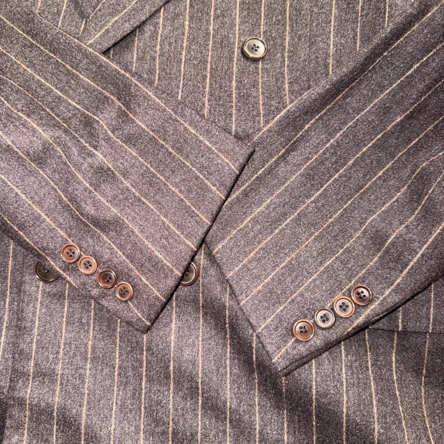 VTG Mens 2 PC Suit 56 Jacket Coat Pants Double Breasted Wool Italy 90s Luciano