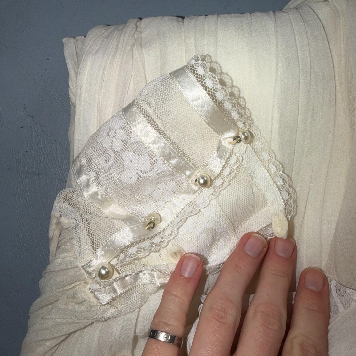 Gunne Sax ? Jessica San Francisco Wedding Dress VTG Lace 1970s Victorian Boho