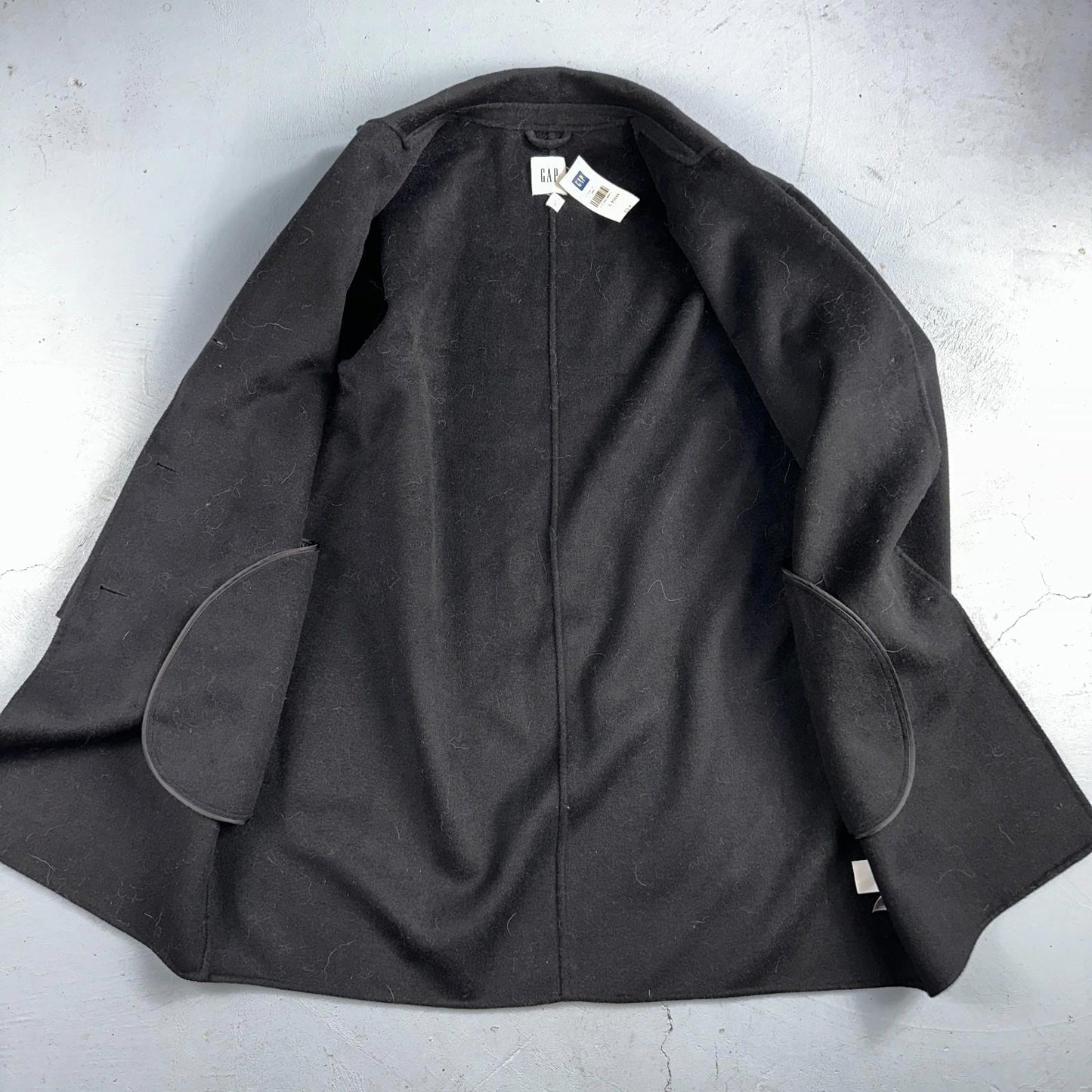 Gap Jacket Womens Large Black Wool Button Over Pea Coat Pocket Dressy Career
