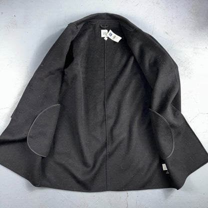 Gap Jacket Womens Large Black Wool Button Over Pea Coat Pocket Dressy Career