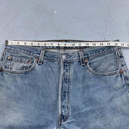 Levis 501 Vintage 90s USA XX Straight Leg Jeans Blue Light Wash 34x30 Act 31x29