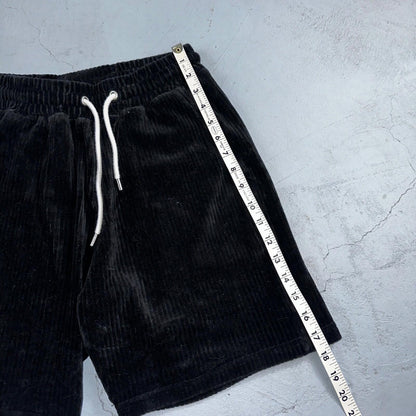 YoungLA Soft Corduroy Black Drawstring Shorts Men's Small Inseam 6" Athletic