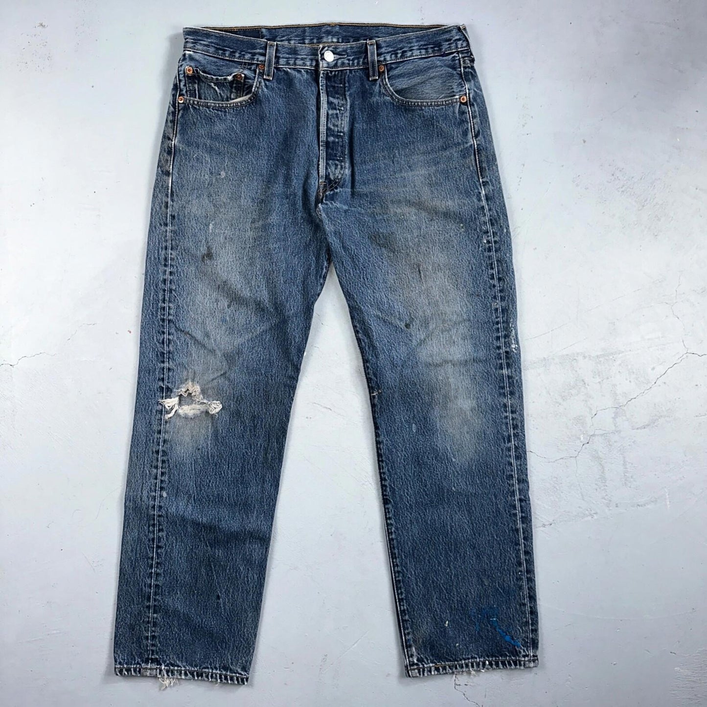 Levis 501 Vintage 90s Mexico Straight Leg Jeans 36x32 Y2K Med Wash Act 34x30
