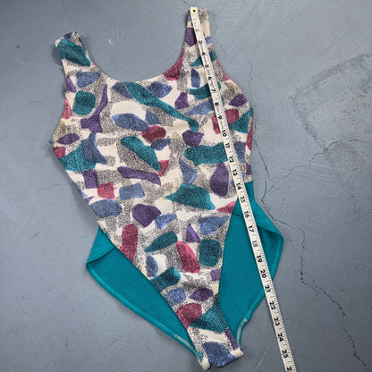VTG 80s 90s The Body Co Leotard Biketard Women's M Soda Beach Summer Swim Suit