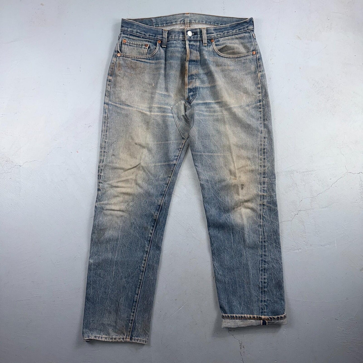 Levis 501 Vintage 80s Redline Selvedge USA XX Jeans Light Wash 36x34 Act 33x30