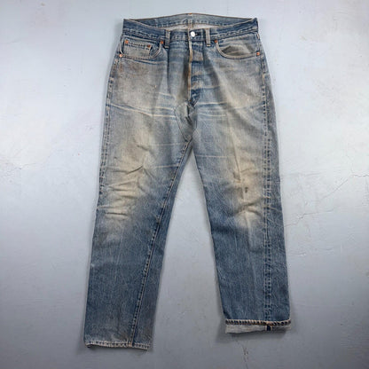 Levis 501 Vintage 80s Redline Selvedge USA XX Jeans Light Wash 36x34 Act 33x30