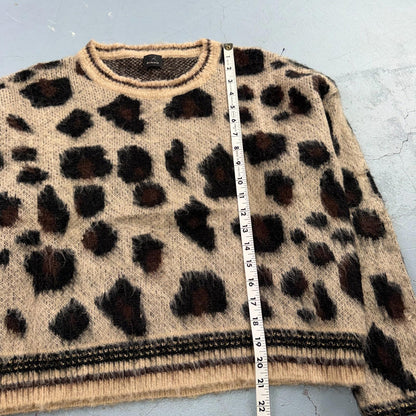 Pinko Womens Bright Cheetah Mohair Wool Blend Long Sleeve Knit Sweater L Italy