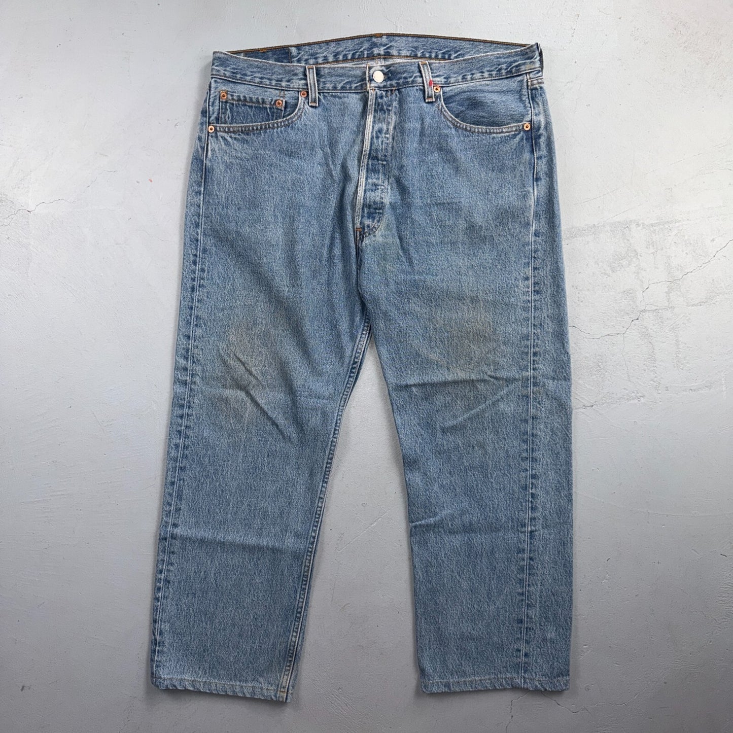 Levis 501 Vintage 90s USA XX Straight Leg Jeans Blue Light Wash 38x30 Act 38x25