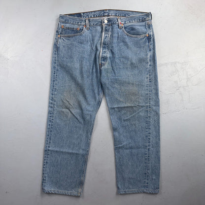 Levis 501 Vintage 90s USA XX Straight Leg Jeans Blue Light Wash 38x30 Act 38x25