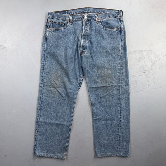 Levis 501 Vintage 90s USA XX Straight Leg Jeans Blue Light Wash 38x30 Act 38x25