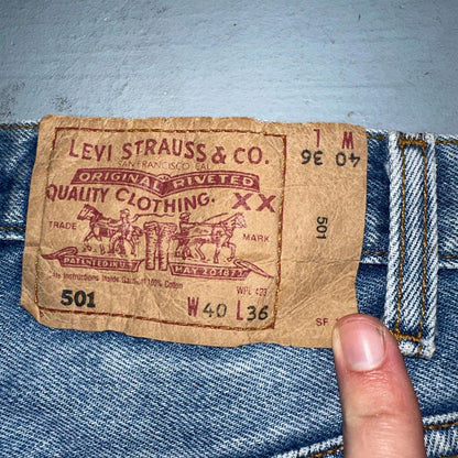 Levis 501 Vintage 90s XX Straight Leg Jeans Y2K Light Wash 40x36 Act 38x31