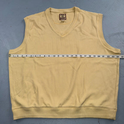 Tommy Bahama VTG Mens V-Neck Sleeveless Sweater Vest Silk Cotton Yellow L 90s