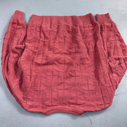 Vintage LL Bean Sweater Men XL Pink Crew Neck Fisherman Waffle Knit Cotton 80s