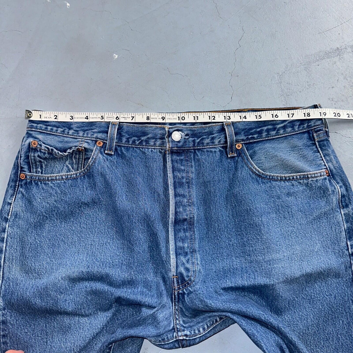 Levis 501 Vintage 90s USA XX Straight Leg Jeans Blue Med Wash 42x32 Act 38x27