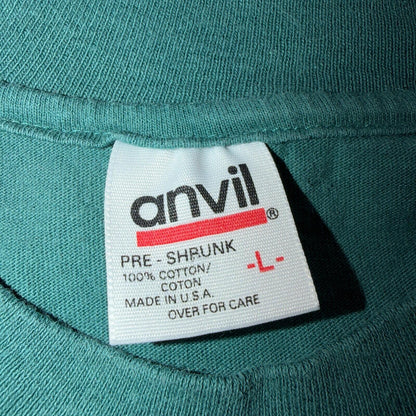 Oregon Anvil 90s VTG T Shirt Single Stitch Green Embroidery USA Trees Mountain