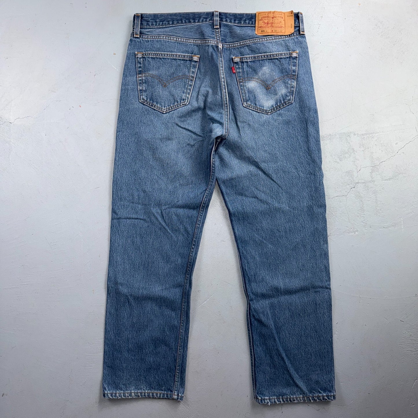 Levis 501 Vintage 90s USA XX Straight Leg Jeans Blue Light Wash 38x32 Act 35x28