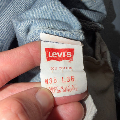 Levis 501 Vintage 80s USA XX Straight Leg Jeans Blue Light Wash 38x36 Act 36x32