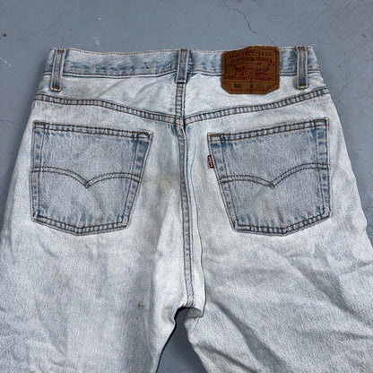 Levis 501 Vintage 90s USA XX Straight Leg Jeans Blue Light Wash 30x34 Act 28x29
