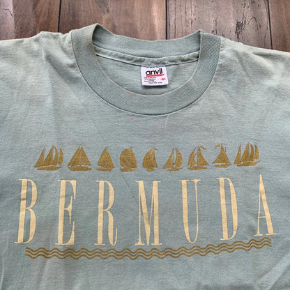 Bermuda Triangle Vintage T Shirt Creepy Nirvana Grunge Rap Green Sail Boat Cool