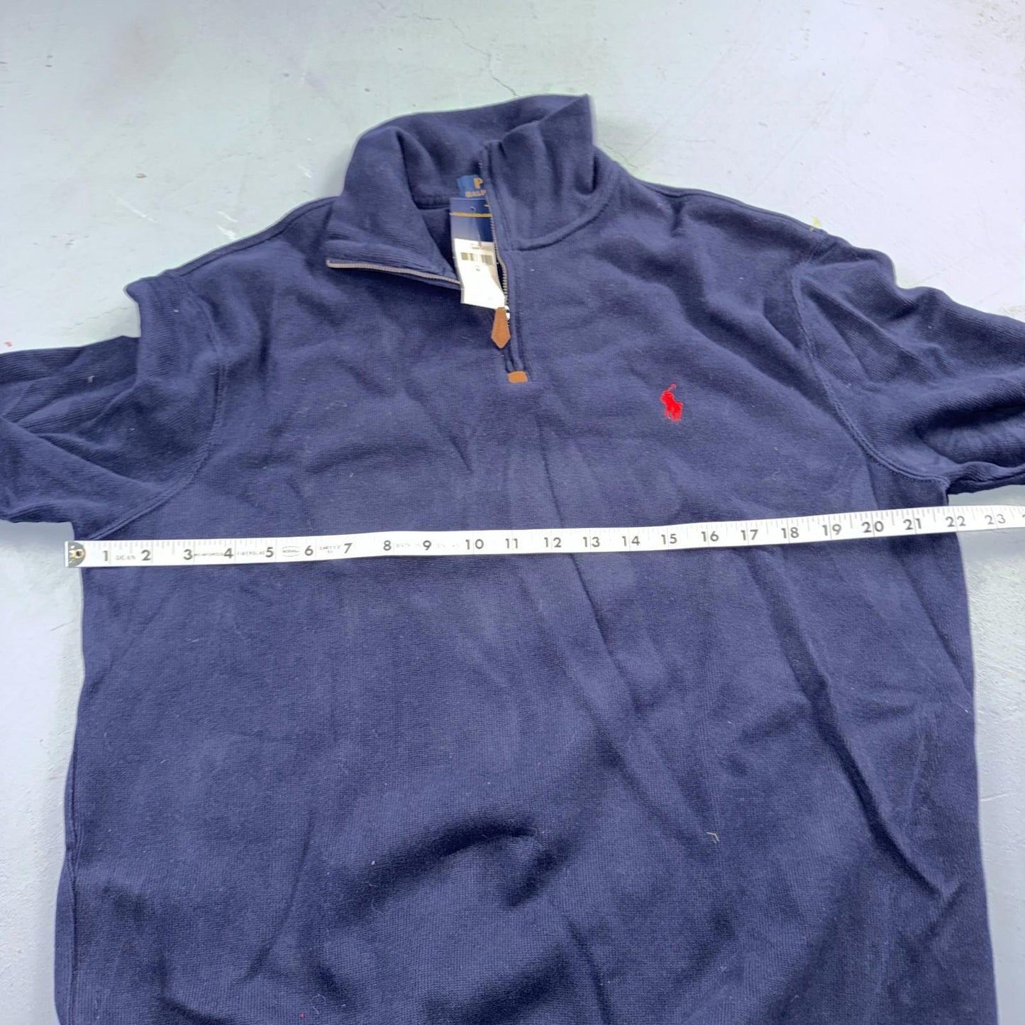 Polo Ralph Lauren Sweater VTG M Blue Cotton Long Sleeve Mock Neck Quarter Zip