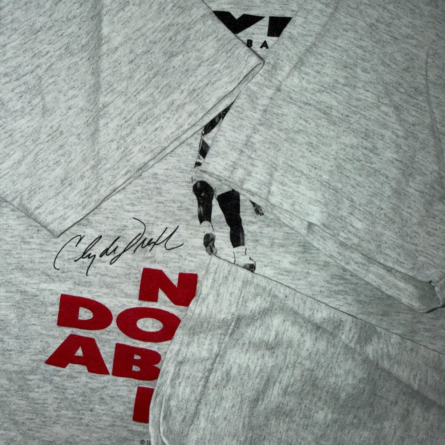 Vintage 90s Clyde Drexler 1992 Olympic Dream Team Rare T Shirt NBA L Gray USA