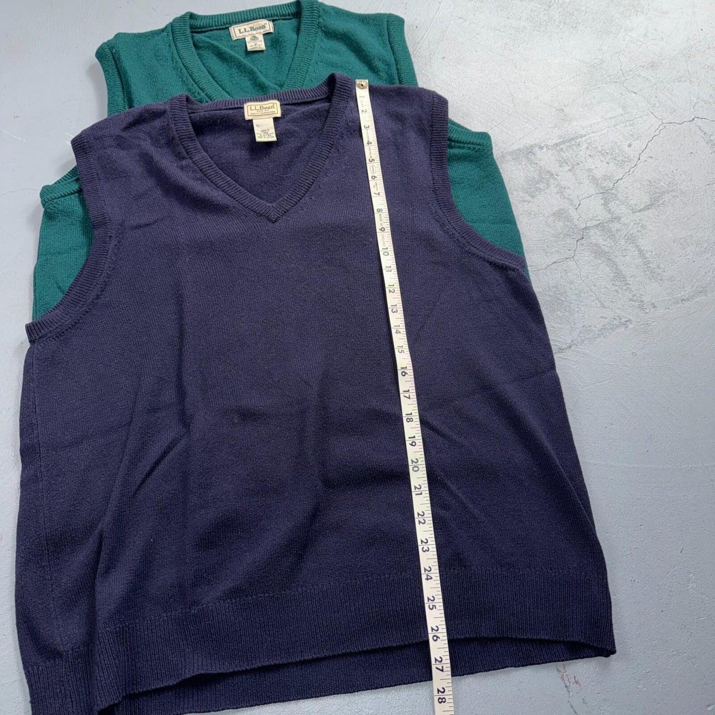 LL Bean Wool V-Neck Sweater Vest Mens Medium 100% Lambswool Knit Lot of 4