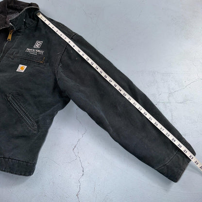 Carhartt VTG Detroit Jacket Men's 46 Lined Blanket Workwear J01 BLK Thrashed