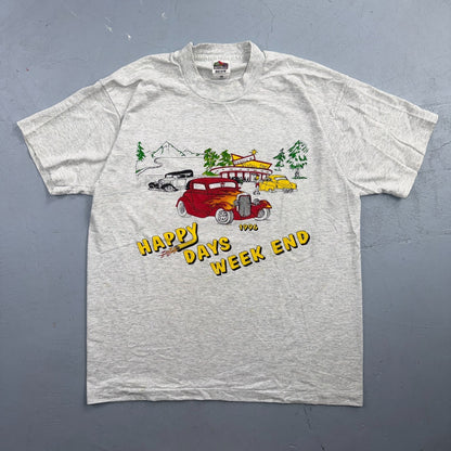 Happy Days Weekend 1996 VTG T Shirt Cars Steel Santiam Folk Art Graphic 90s USA