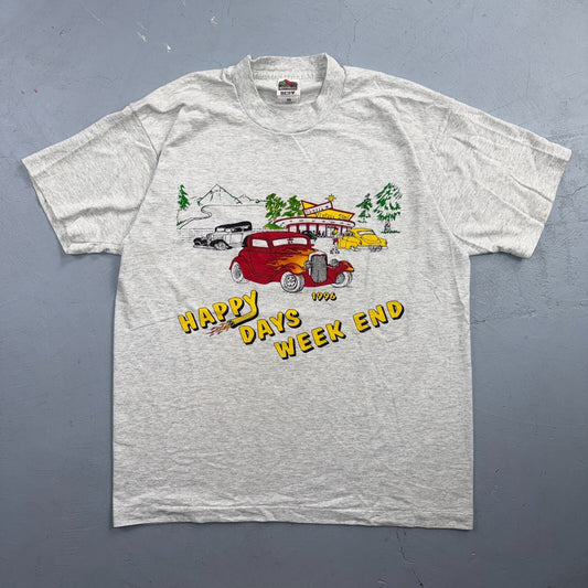 Happy Days Weekend 1996 VTG T Shirt Cars Steel Santiam Folk Art Graphic 90s USA