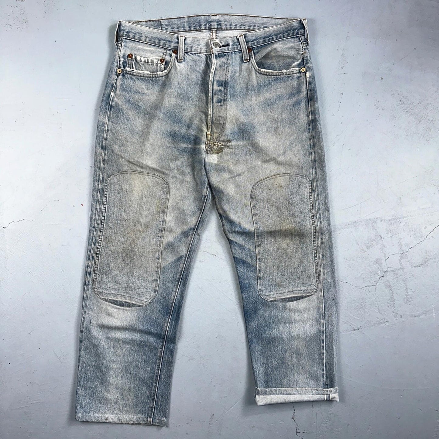 Levis 501 Vintage 80s Redline Selvedge USA XX Jeans Light Wash 36x31 Act 34x27