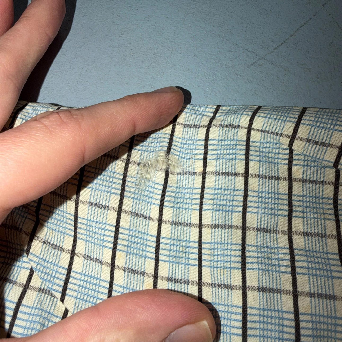 Vintage 1950s Loop Collar Truval Cotton Rockabilly Shirt Small Checkered 50s 60s