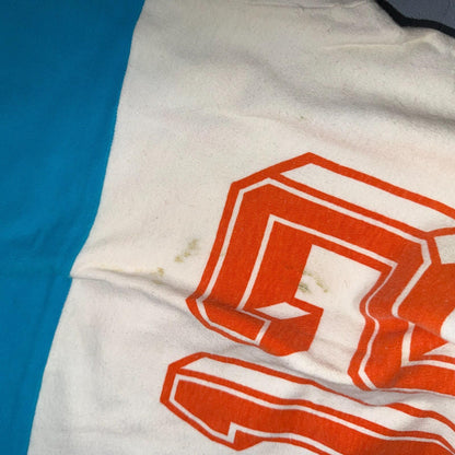 Vintage 70s Ego Trix T-Shirt Jersey Raglan USA Blue Orange #12 Distressed