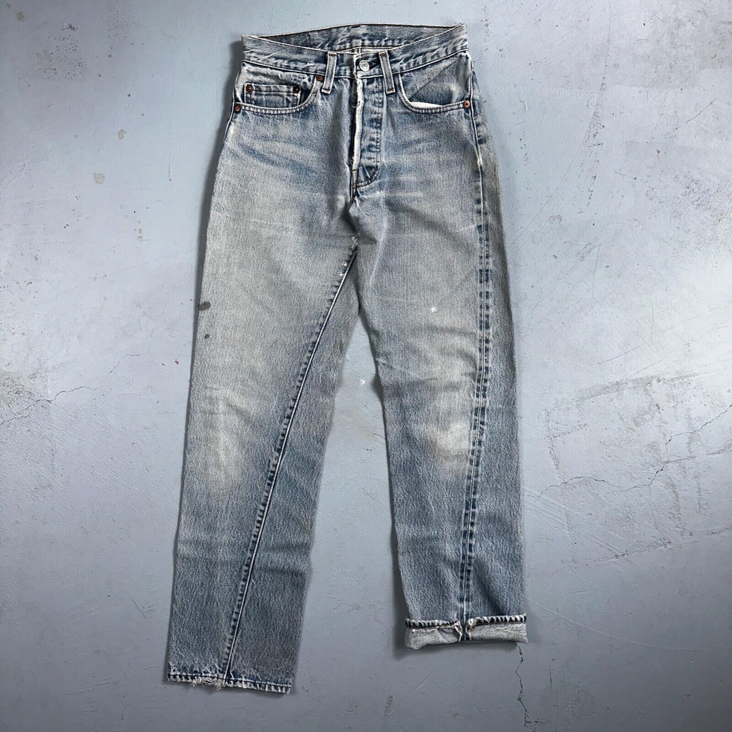 Levis 501 Vintage 80s Redline Selvedge USA XX Jeans Light Wash 27x34 Act 25x29