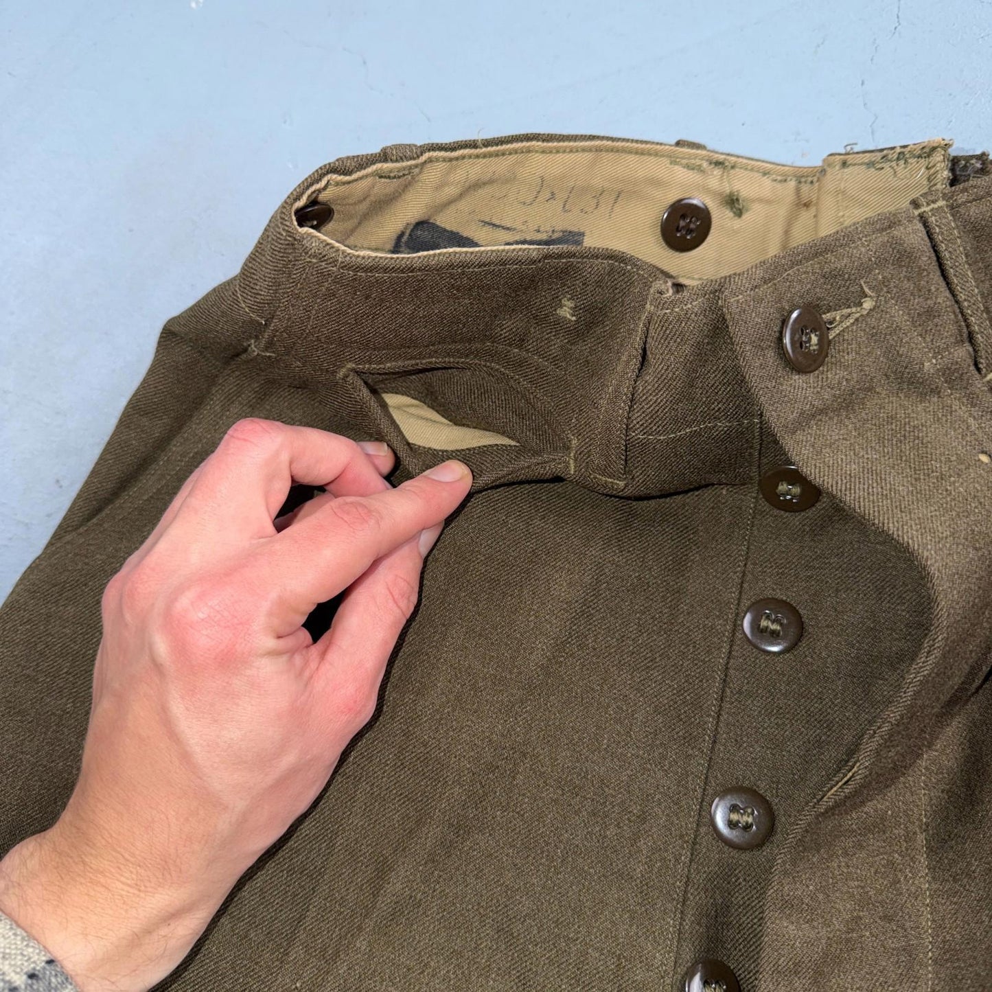 Vintage Military Pants Trousers Medium Regular 50s 40s Brown Wool Mens 30x31