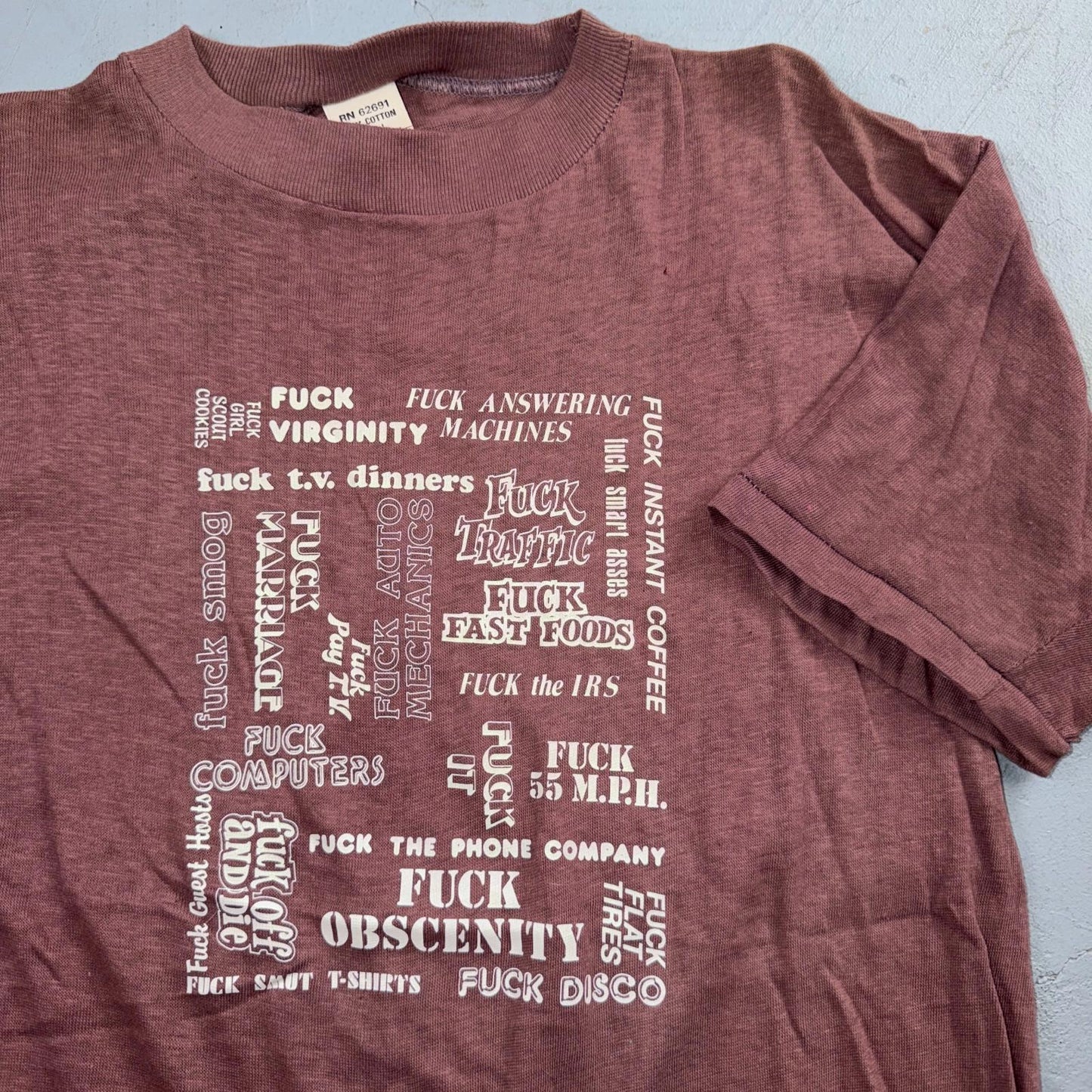 F*ck Virginity VTG T Shirt Quote Text Art Single Stitch Controversial Graphic