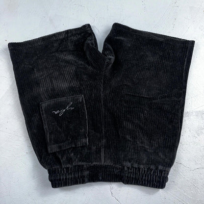 YoungLA Soft Corduroy Black Drawstring Shorts Men's Small Inseam 6" Athletic