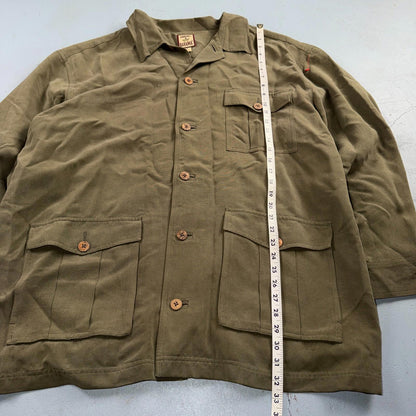 Tommy Bahama VTG 100% Silk Rayon Woven Sport Shirt Jacket XL Green Very Rare 90s