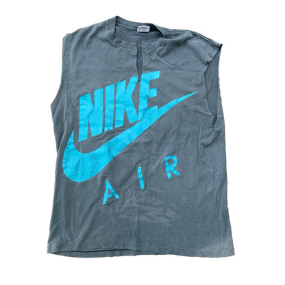 Nike Air Vintage T Shirt 90s Gray Tag Chop Gym Summer Tank Faded Black Thrashed