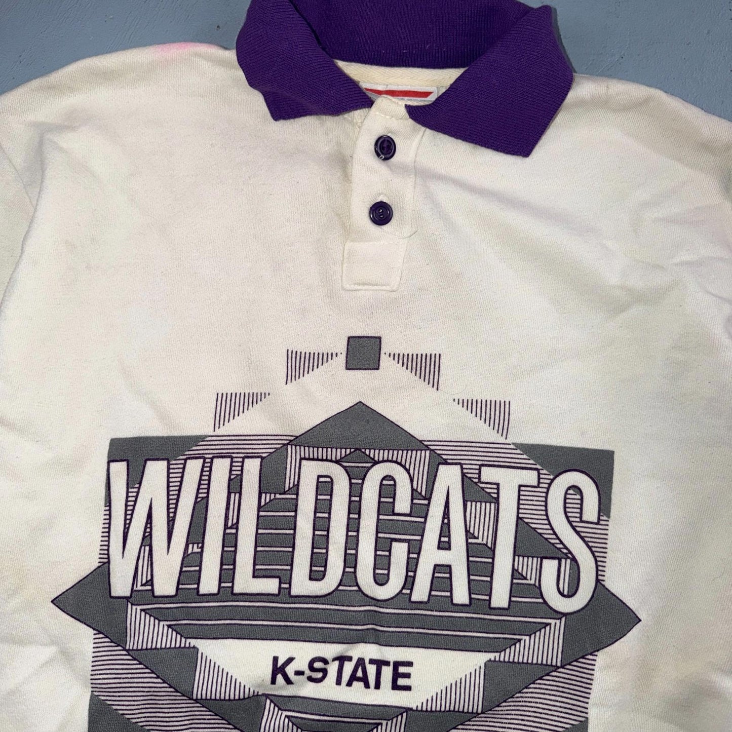 Vintage Kansas State Wildcats Crewneck Sweater Size Large Dodger Polo Rugby