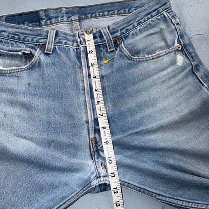 Levis 501 Vintage 90s USA XX Straight Leg Jeans Blue Light Wash 34x34 Act 32x29