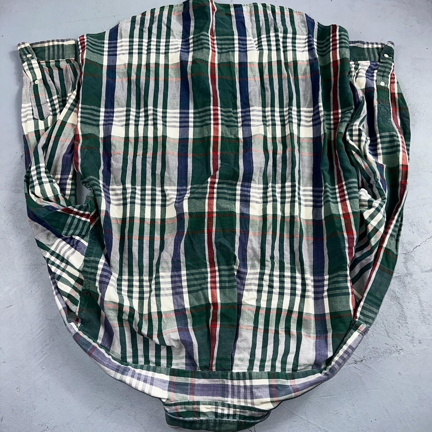 Ralph Lauren Heavy Cotton Button Down Casual Plaid Shirt Men Size XL Green VTG